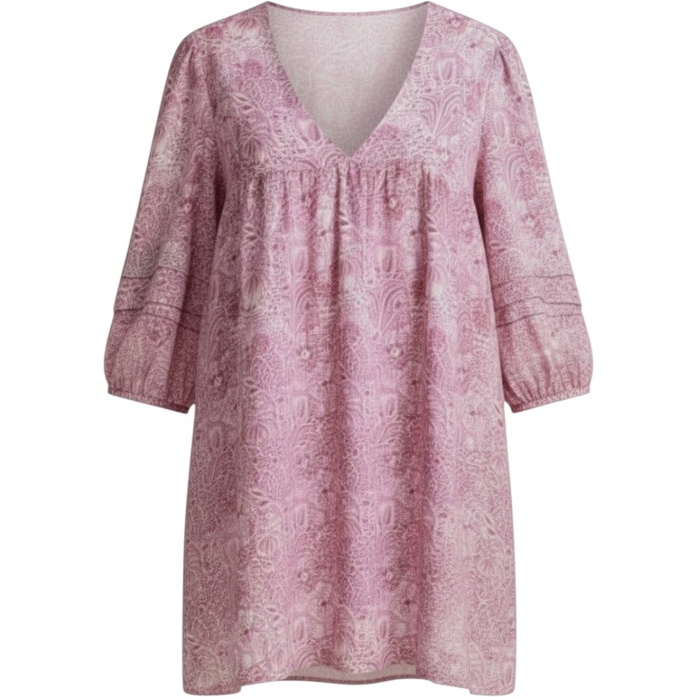 Olivia James Pink floral dress with ruffle sleeves, oversized S, 100% cotton